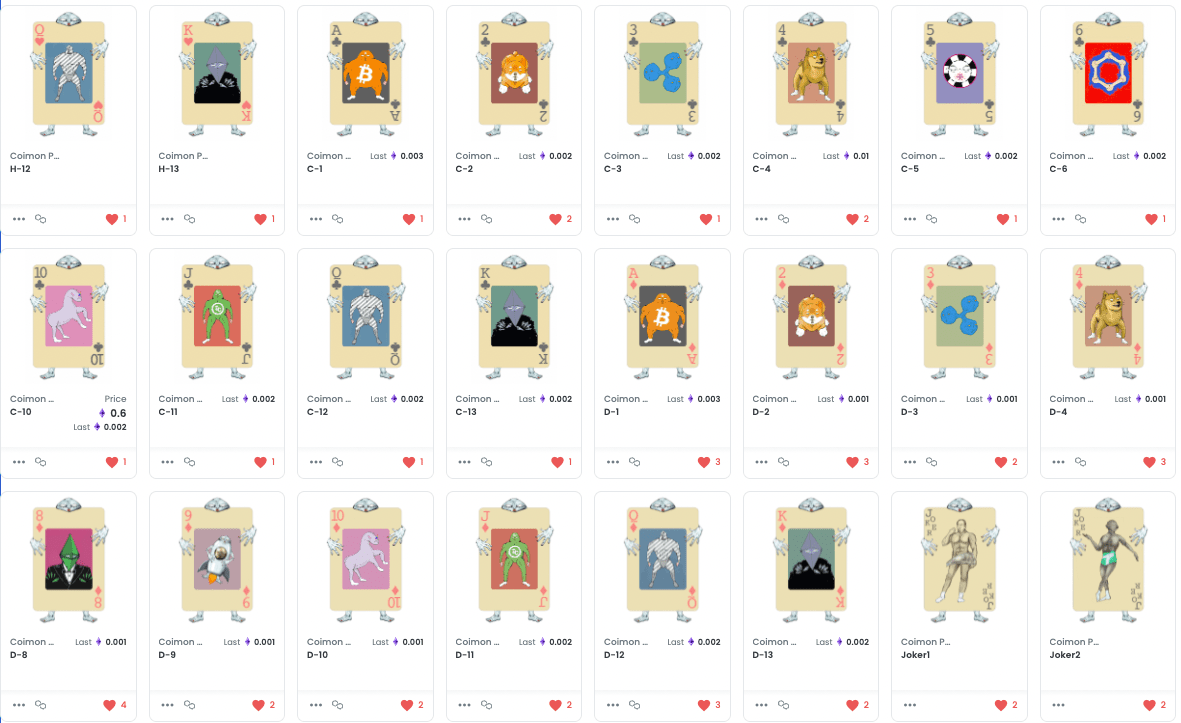 socoが発行しているNFT「Coimon Playing Cards Collection」。